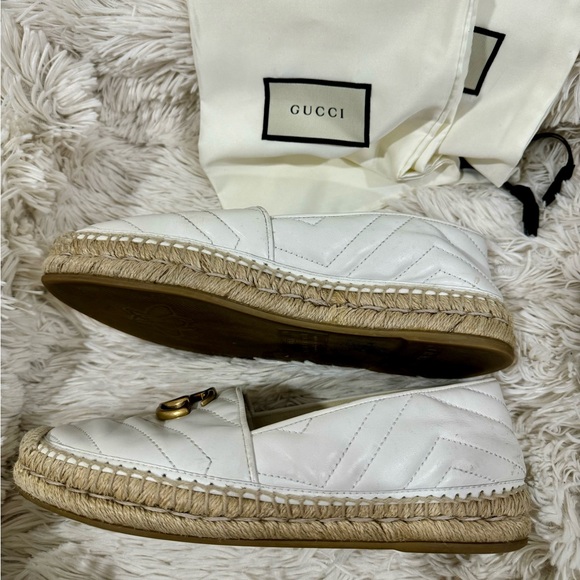 Gucci GG Marmont Women's Espadrille Wedge Sandals White Size 37 - Picture 9 of 13